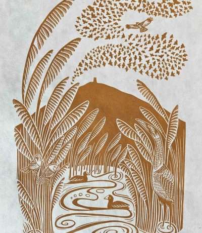 Avalon Marshes Linocut Print