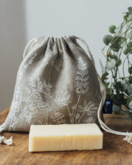 natural linen soap bag