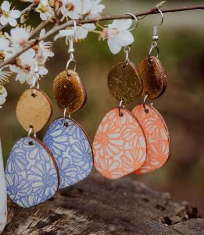 Beth wood and gold drop earrings