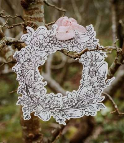spring wooden wreath landscape