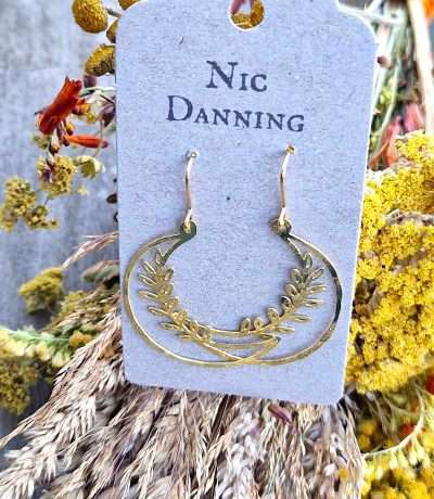 brass selene moon earrings