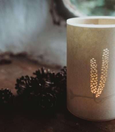 catkin candle cover styled
