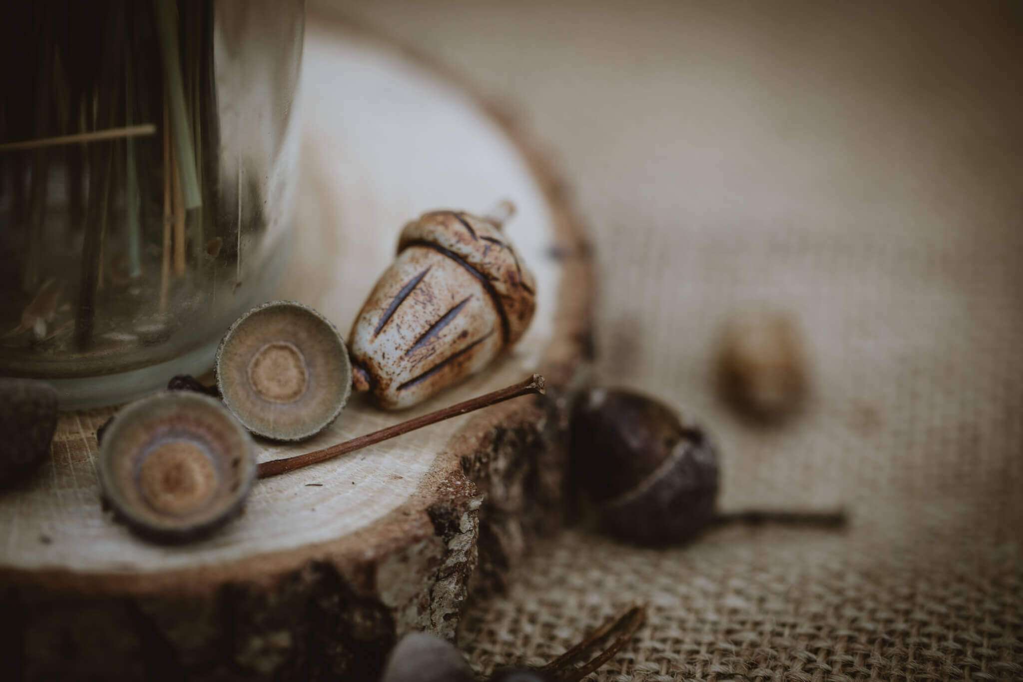 ceramic acorn close up