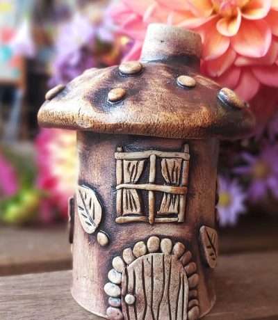 ceramic fairy incense house front