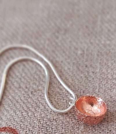 copper acorn cup necklace