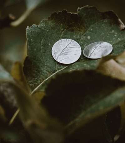 fern eco silver stud earrings