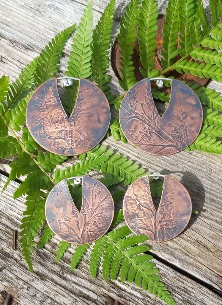 fern imprint circle earrings