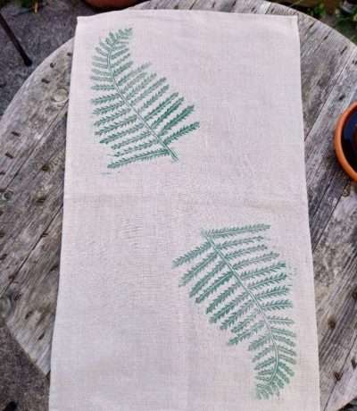 fern print linen tea towel