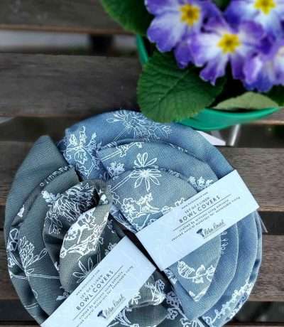 garden print linen bowl covers
