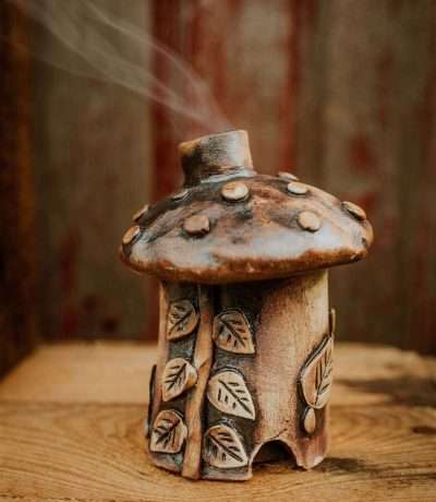 Ceramic incense fairy house
