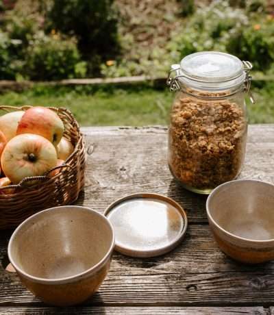 Fired Earth bowls top down with granola
