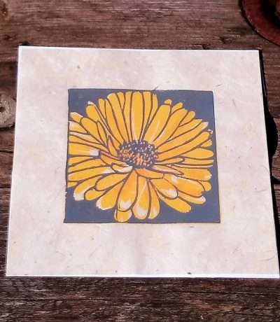 marigold lino print