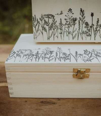 meadow print wooden gift box