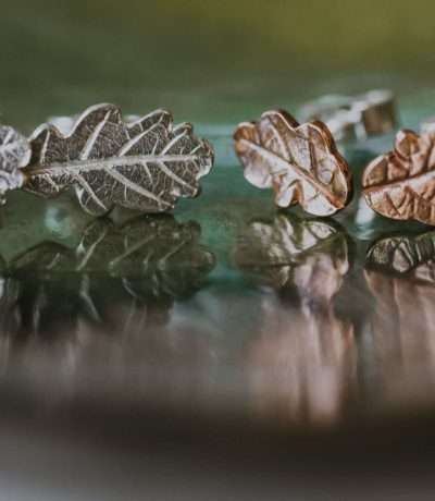 mini oak leaf stud earrings