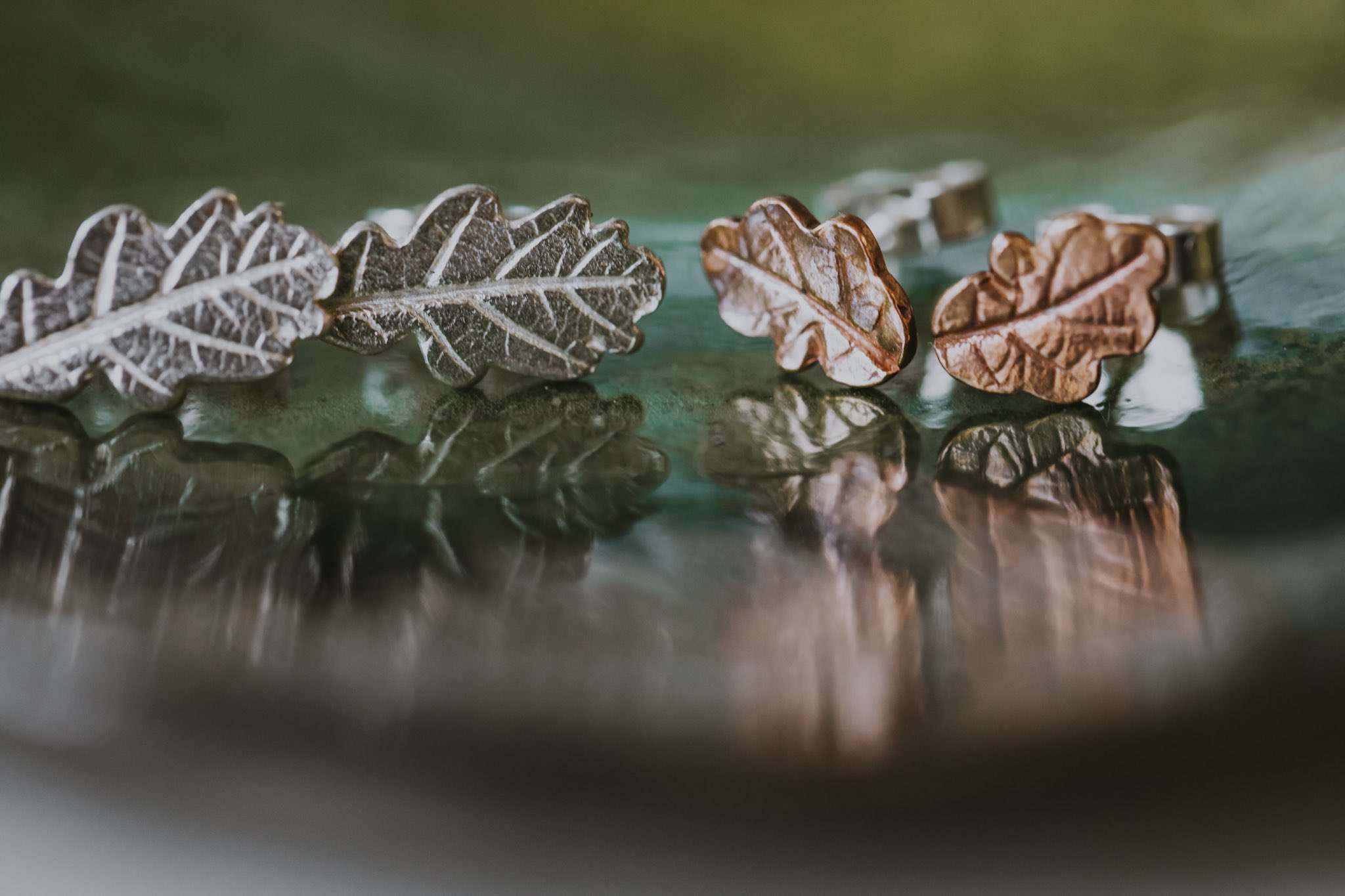 mini oak leaf stud earrings