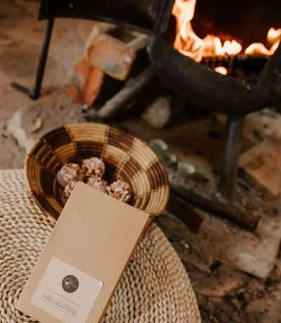 Natural waste wood firelighters box