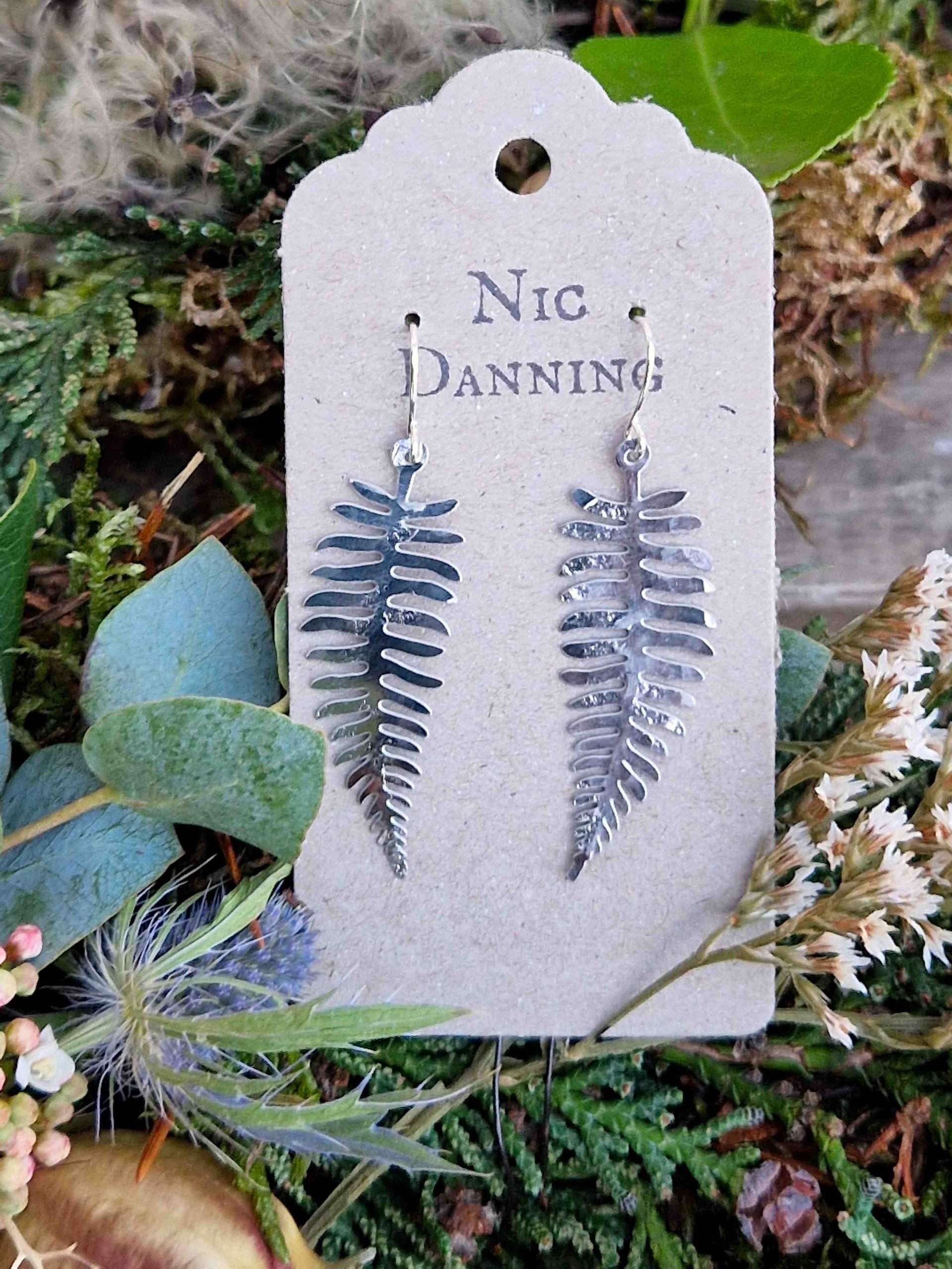 nic danning silver fern earrings
