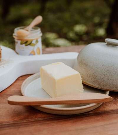 Stoneware butter dish alt