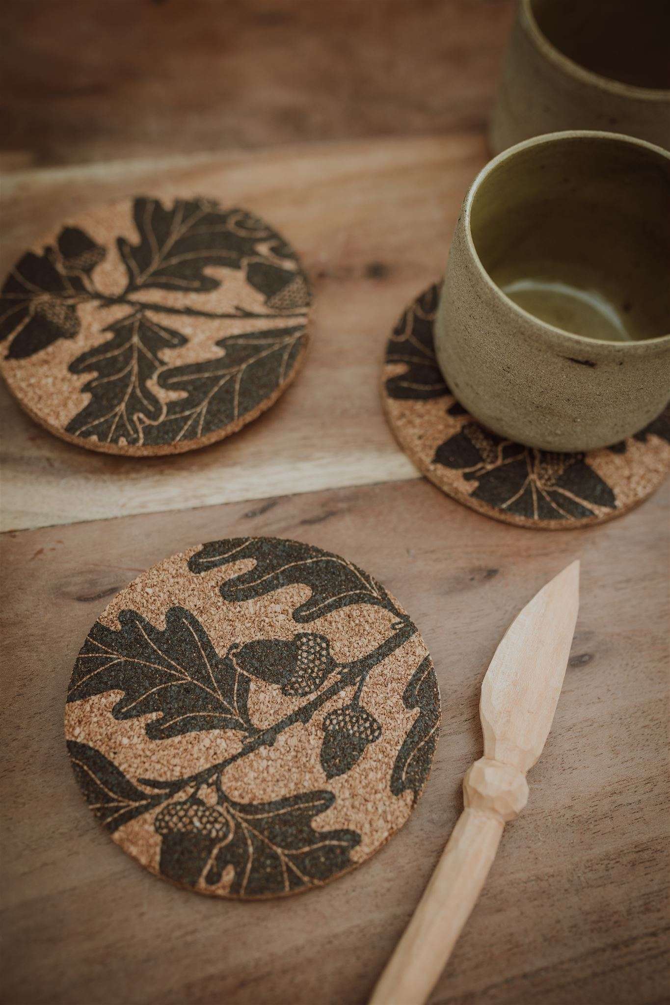Oak Leaf Cork Coasters