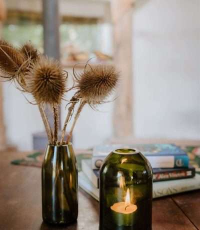 Olive glass tealight dome alt