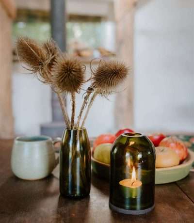 Olive glass tealight dome