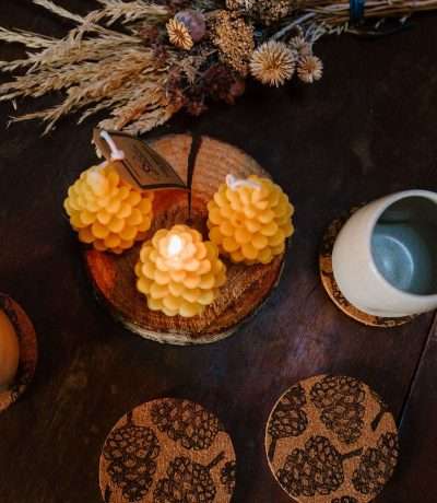 pinecone candles top down