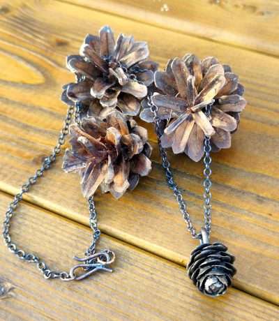 pinecone necklace lifestyle