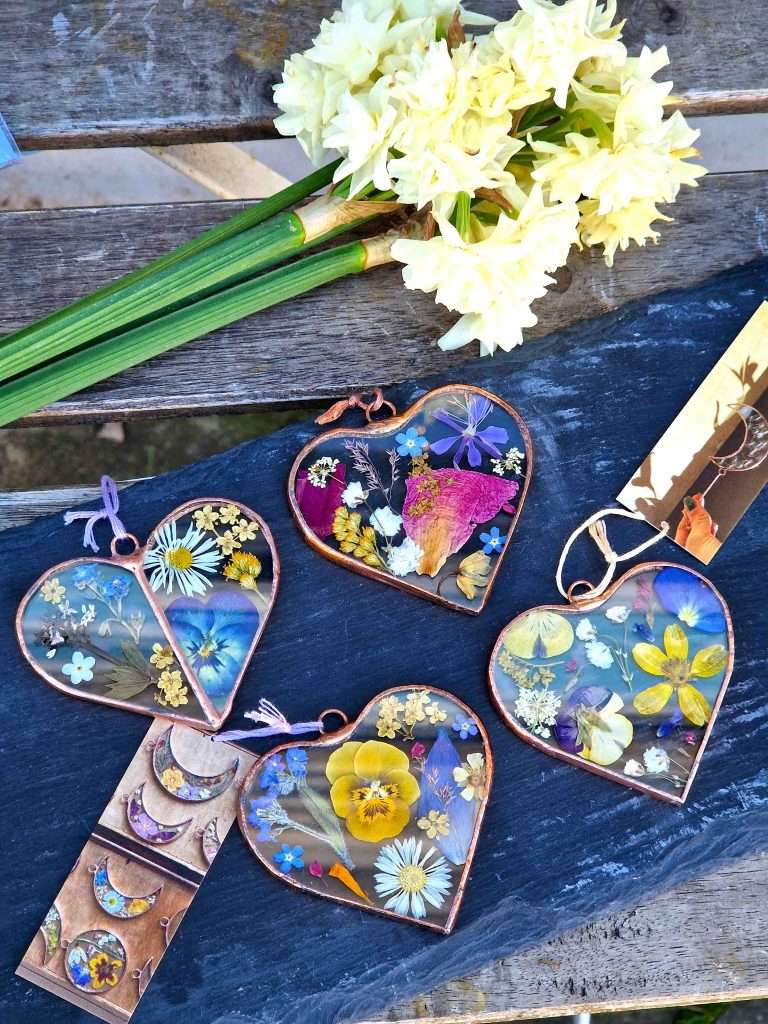 pressed flower heart frames