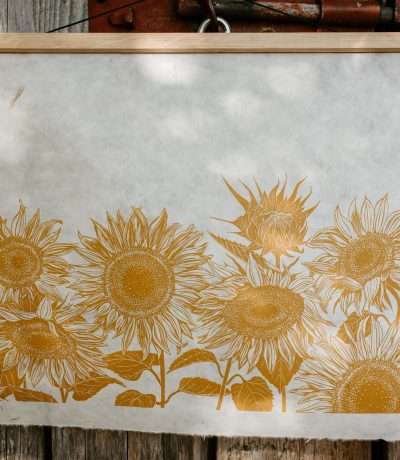 sunflower lino print