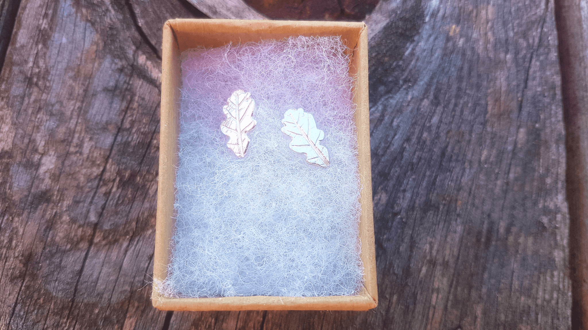 silver leaf stud earrings in gift box