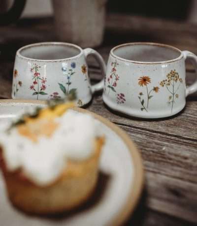 small wildflower coffee cups