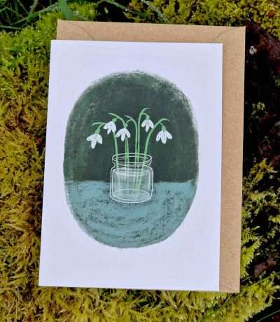 snowdrops in a jar card