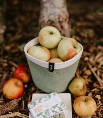 spiced apple soap and basket