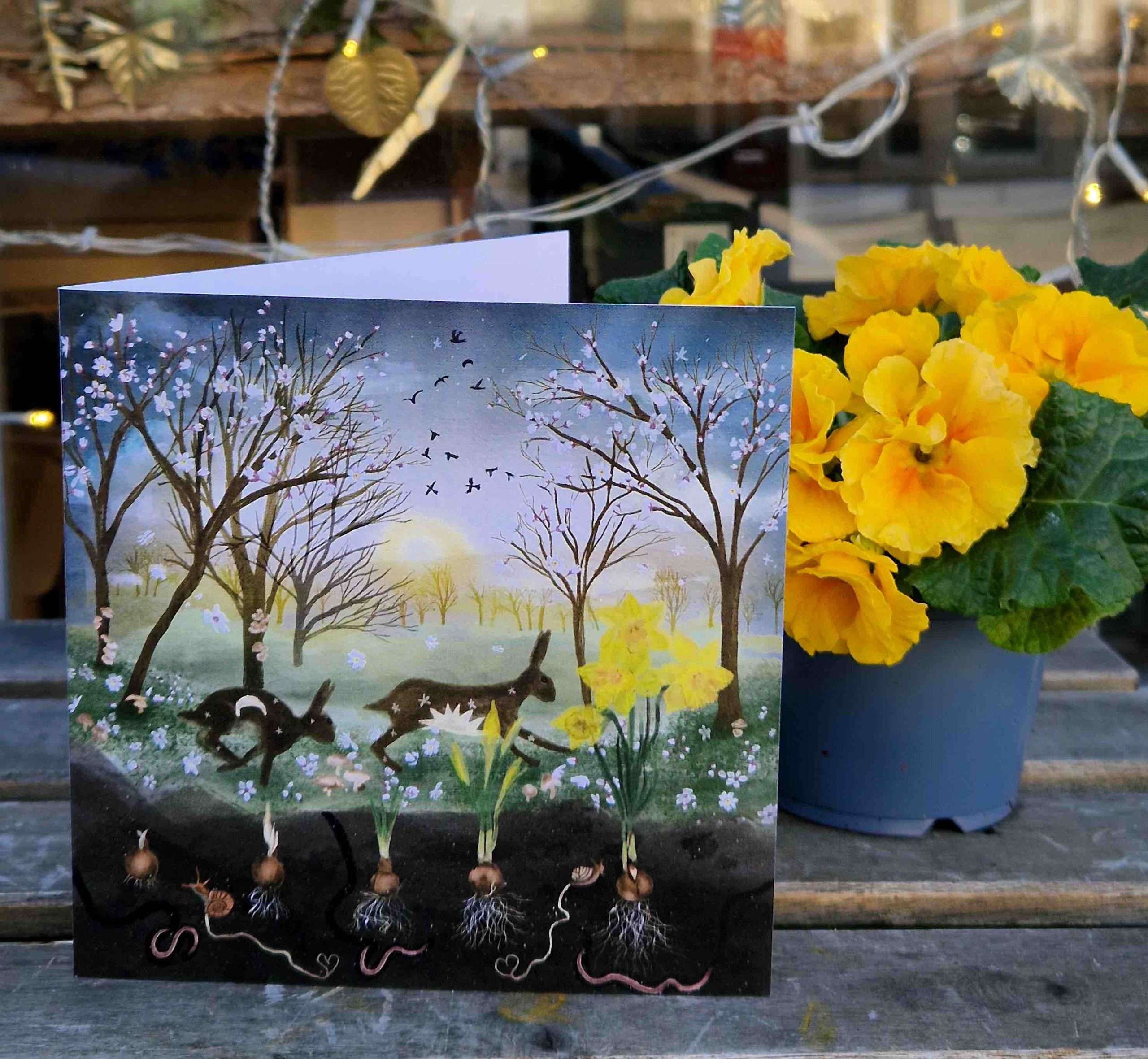 spring equinox hare card standing
