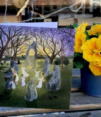 stone circle sunrise card standing
