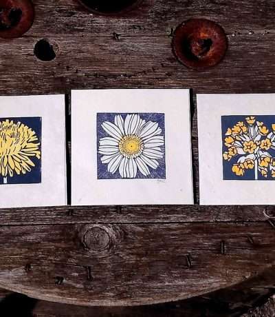 striped pebble yellow prints trio