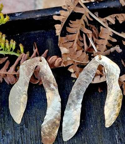 brass sycamore earrings viv