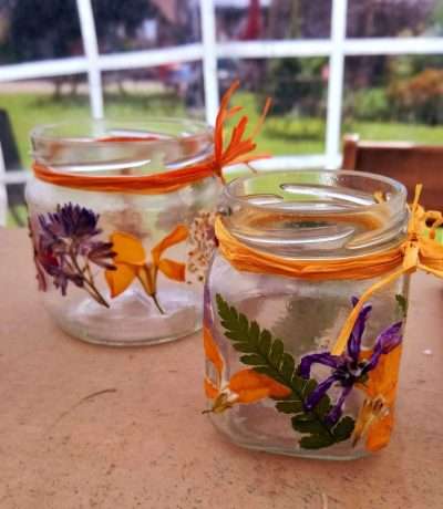 pressed flower tealight holders
