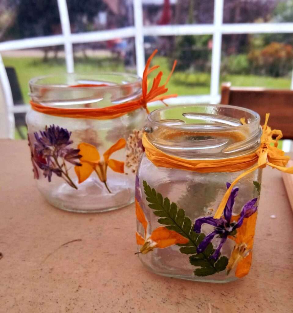 pressed flower tealight holders