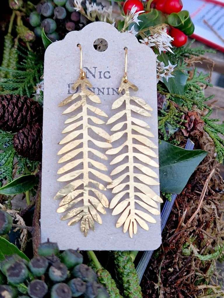 tempest frond brass nic danning earrings