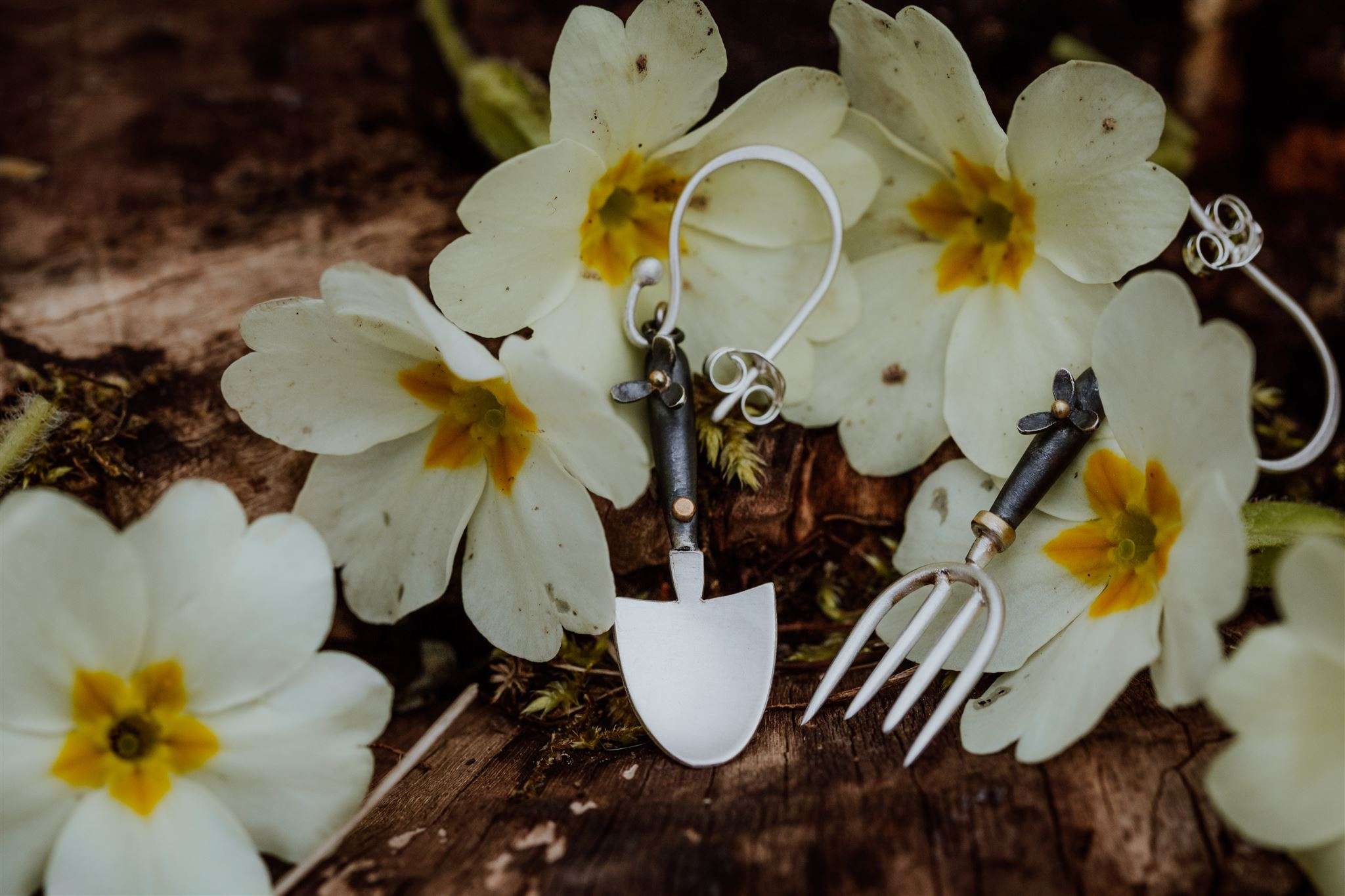 Garden Fork And Trowel Silver Earrings