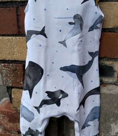 whale print organic romper