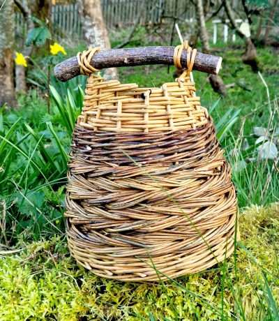 willow basket with hazel handle