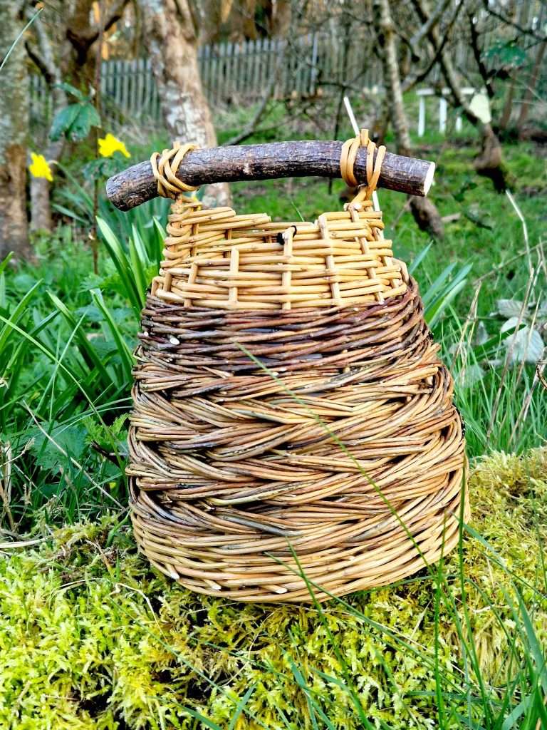 willow basket with hazel handle