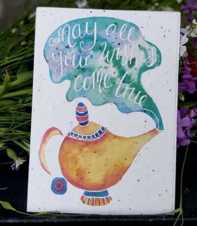 wishes genie lamp seed card