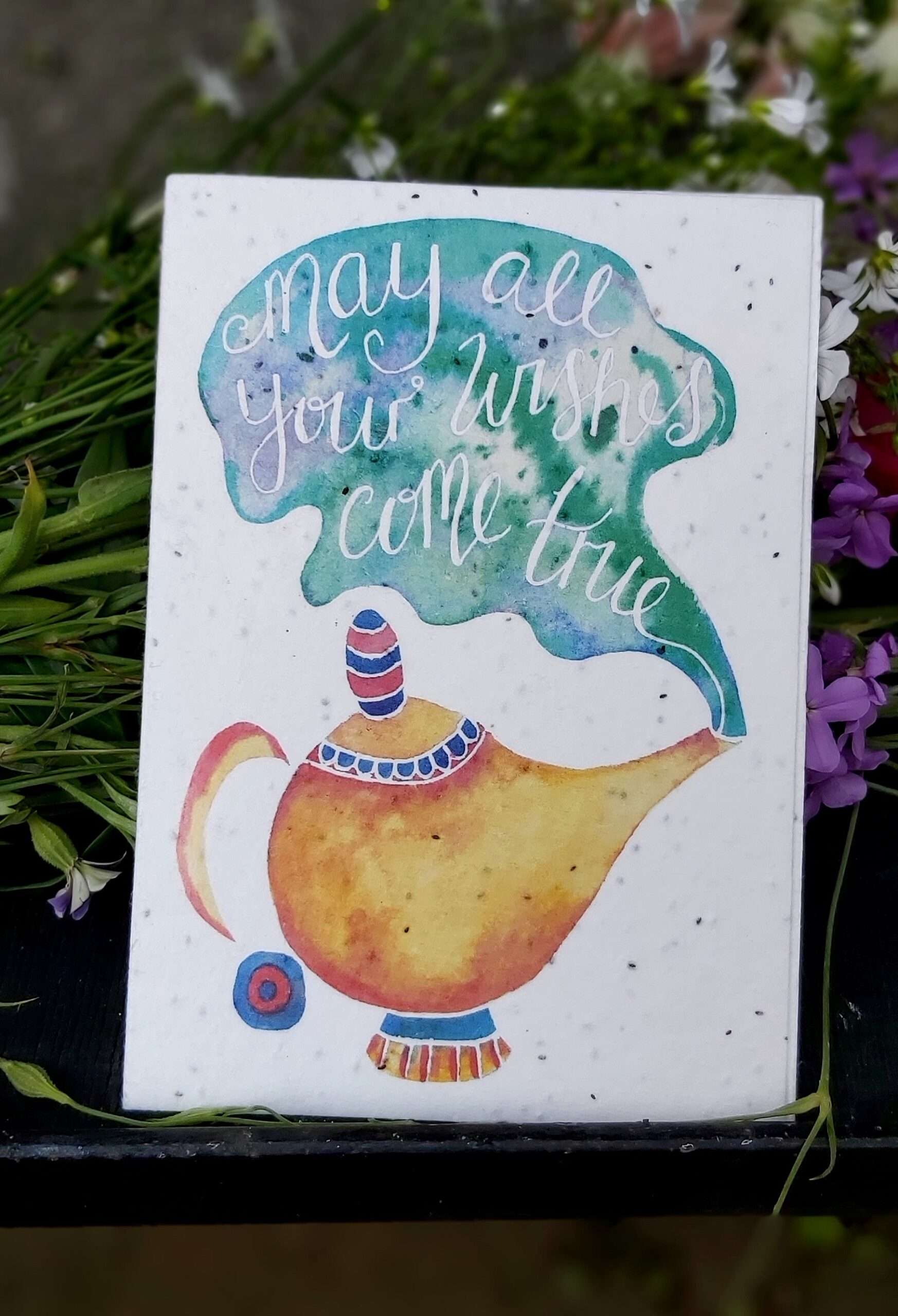 wishes genie lamp seed card