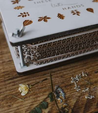 wooden flower press side on shot