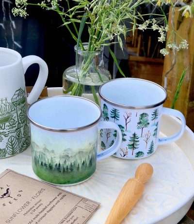 woodland enamel mugs duo