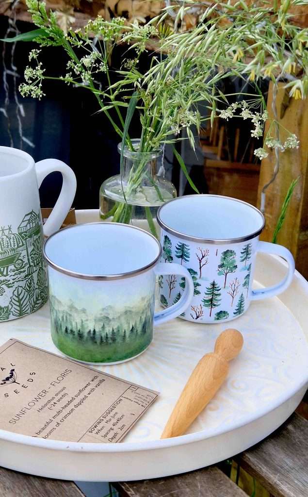 woodland enamel mugs duo
