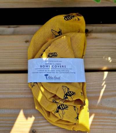 yellow bee bowl covers outsid